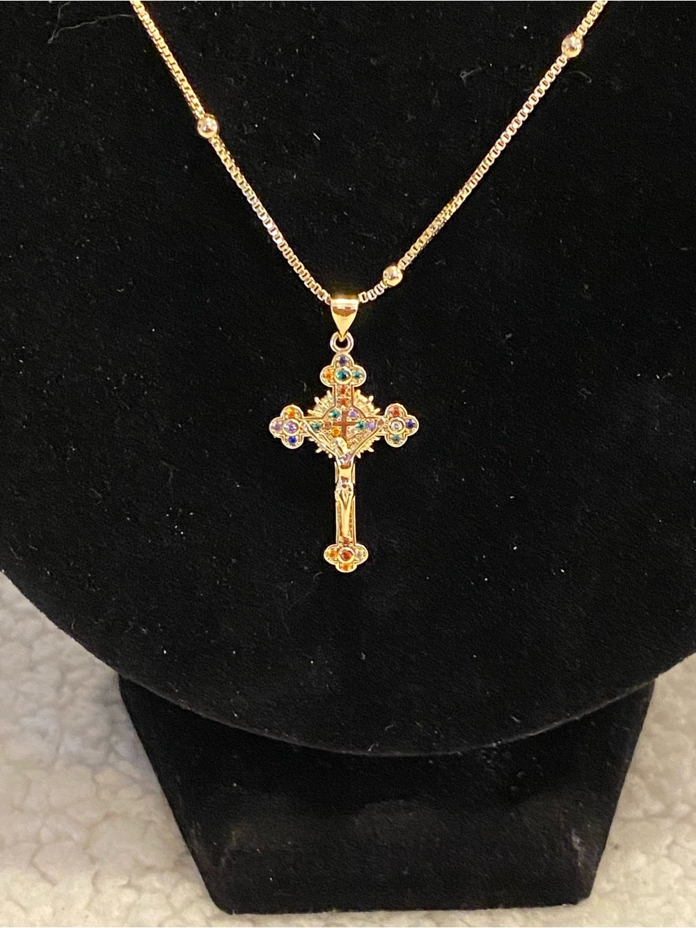 Gold-tone Cross Pendant Necklace